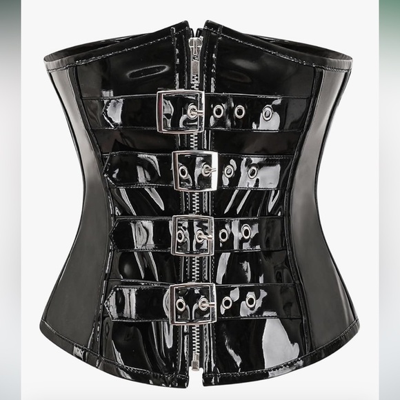 Lace Corset black boning waist trainer gothic Lolita cosplay costume club dom